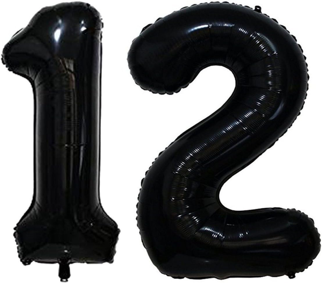 ZiYan 40inch Black Number 12 Balloon Party Festival Decorations Birthday Anniversary Jumbo foil Helium Balloons Party Supplies use Them as Props for Photos