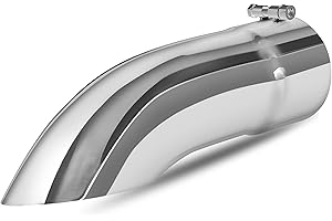 AUTOSAVER88 3 1/2 Inch Turn Down Exhaust Tip, 3.5" Inlet 3.5" Outlet 12" Overall Length Chrome-Plated Stainless Steel Diesel Exhaust Tip for 3 1/2 Inch Outside Diameter Tailpipe, Turndown, Bolt-On