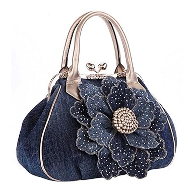 BAG WIZARD Rhinestones Flower Womens Multiple Top Handle Purses and Handbags Hobo Satchel Tote Bag Fashional Shoulder Bags