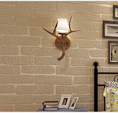 InfiniteS Mediterranean Style Non-Sticky Non-Woven Wallpaper Roll for Wall Decoration 20.8" x 393.7" (Gold Brick)