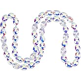 PH PandaHall 50pcs 12x16mm Clear Faceted Glass Beads Strand AB Color Plated Flat Oval Crystal Loose Bead Crystal Beads for Bracelet Necklace Jewelry Making Bag Decoration, 1 Strand