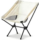 Wind Tour Portable Camping Chair Foldable Outdoor Chair for Hiking Camp Backpacking Lawn Beach Fishing Picnic with Carry Bag (Off White)