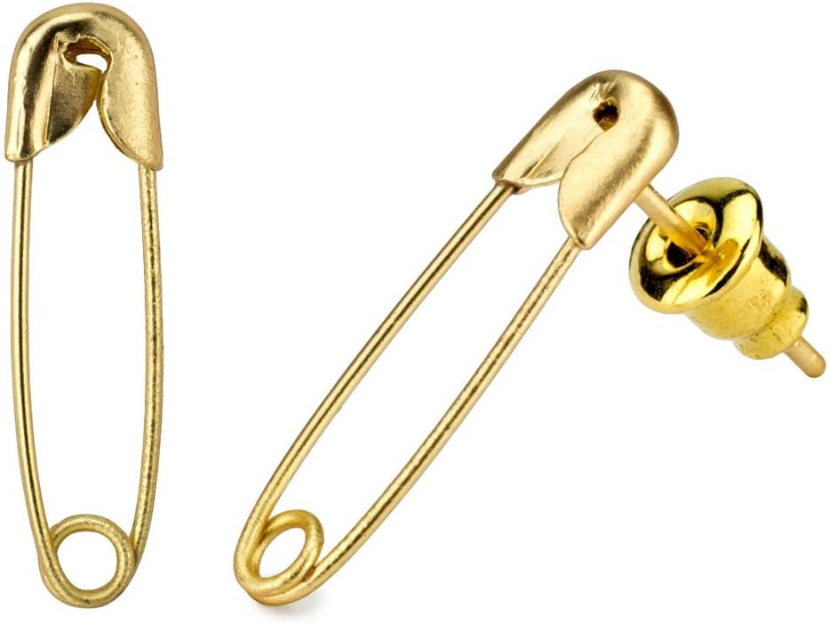 JOE COOL Stud Earring Safety Pin Matte Plated Made with Tin Alloy