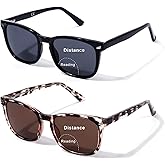 DEHOTRE 2 Pack Bifocal Reading Sunglasses Men Stainless Steel Frame Sun Readers for Driving Zero Top UV400 Metal Hinge