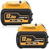 Ibanti 2-Pack 12000mAh Replacement for Dewalt 20V/60V Flexvolt Battery Compatible with Dewalt 20V 60V Max Lithium Ion Batteries DCB612 DCB609 DCB606 DCB208 DCB207 DCB206 DCB204 DCB203 DCB201(Yellow)