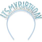CAVETEE Birthday Crown for Women,Birthday Headband for Girls Birthday Girl Headband,Birthday Crown Adult Woman, IT's MY BIRTHDAY Headband for Girls Happy Birthday Decorations (Blue)
