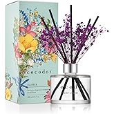 COCODOR Flower Reed Diffuser Set / 6.7oz / Garden Lavender/Scent Diffuser with Sticks Home Fragrance Oil Reed Diffuser for Bathroom Shelf Decor