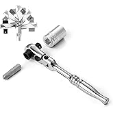 DURATECH 1/4" Drive Ratchet Handle, 2 in 1 Flex Head, Socket &amp; Bit Driver | 72-Tooth, Reversible Switch, Full-Polished, Chrome Plating, Alloy Steel