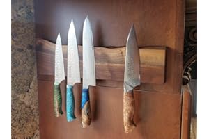 Magnetic knife rack - Made in Canada - live edge with natural raw bark Walnut knife holder, solid wood custom widths solid wa