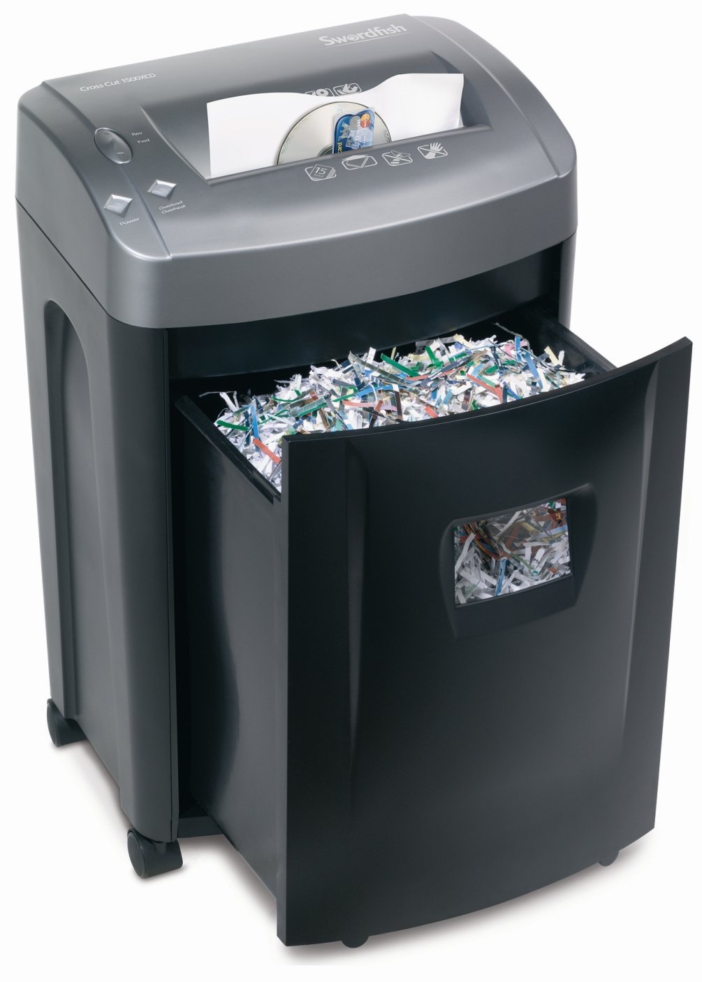 Swordfish 1500XCD 15 Sheet Cross Cut Paper/Document Shredder ref: 45011, Black