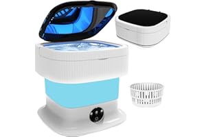 KWIWIS Portable Washing Machine, 16L Foldable Mini Washing Machine & Spin Dryer, Collapible Compact Washer, Small Folding Laundry Washer,RV, Blue Socks, Baby Clothes, Underwear, Dorm, Camping, Apartment,