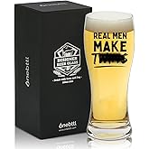 Onebttl Twins Dad Gifts for Men, Real Men Make Twins, Funny15Oz Beer Glass for Dad of Twins on Birthday, Christmas