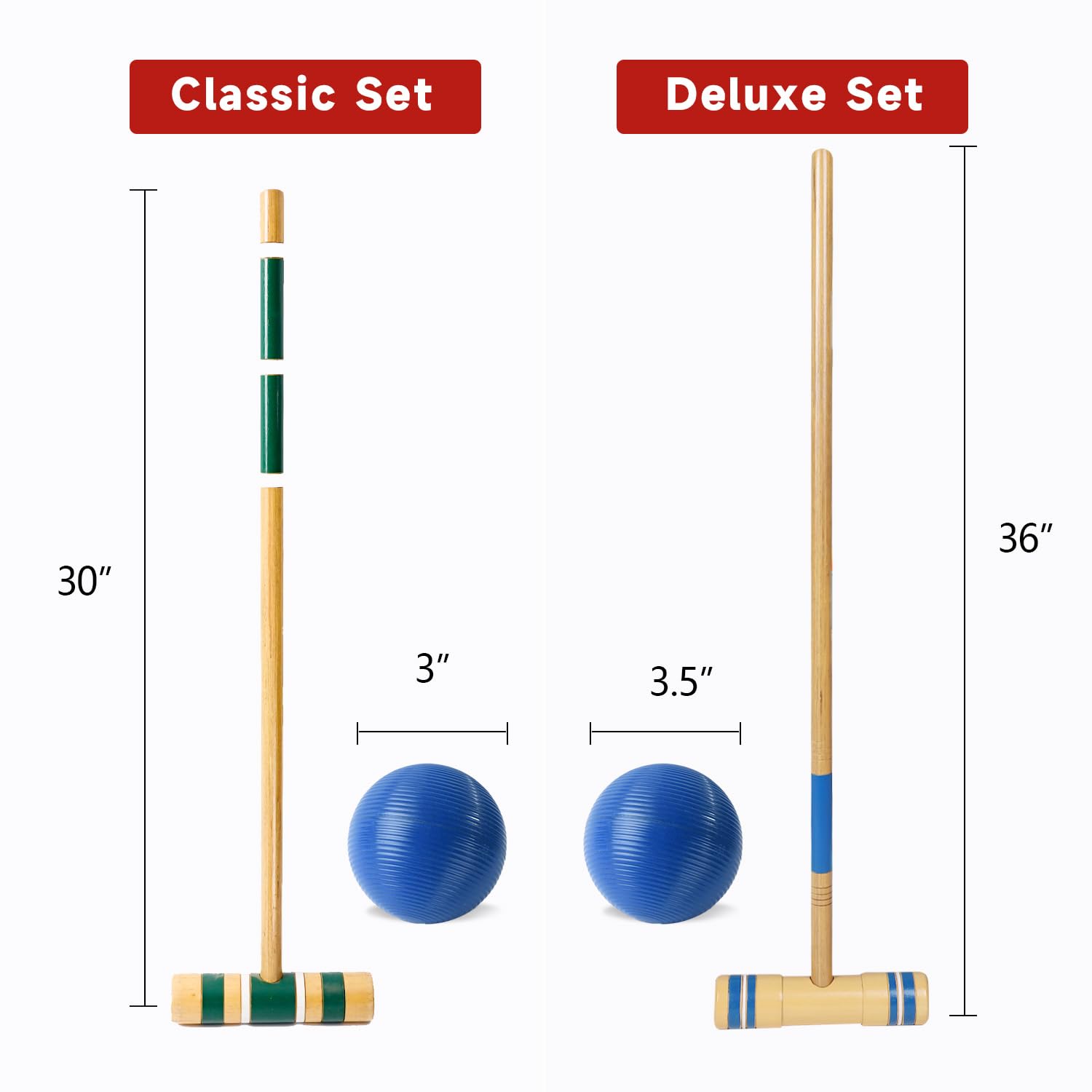GSE Games & Sports Expert 30'' Classic Six Player Croquet Set with Wooden Mallets, Colored Balls, Sturdy Carrying Bag for Family & Friends, Great for Outdoor Lawn, Backyard, Park