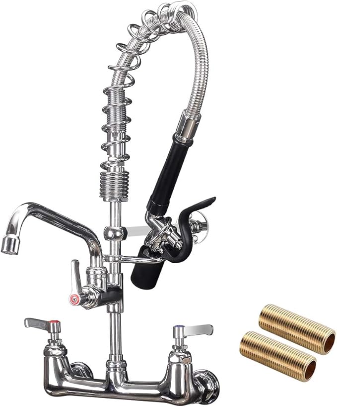 JZBRAIN PreRinse Faucet Commercial Sink Fauce with Pull Down Sprayer