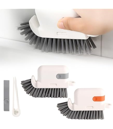 2-in-1 Window Track & Crevice Cleaning Brush With Hidden Scraper – Sliding Door Groove Cleaner For 2024 (Grey, 2-Pack)