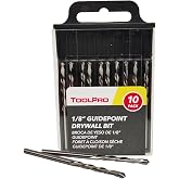 ToolPro 1/8 in. Piloted Down-Spiral Drywall Cutout Bit - Rotary Zip Bit for Can Lights, Outlet Boxes and Fixtures (10-Pack)