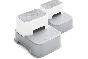 WIIFO 2 Step Stool for Kids (2 Packs),Toddler Stool for Bathroom Sink,Potty Training,Toilet Stool, Slip Resistant(Grey)