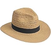 Summer Straw Sun Hat, Wide Brim Fedora Panama Beach Hats for Men and Women