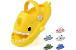 GUUMOR Kids Shark Slides, Shark Slippers for Kids Boys Girls, Cloud Pillow Slides with Thick Sole, Soft, Non-slip