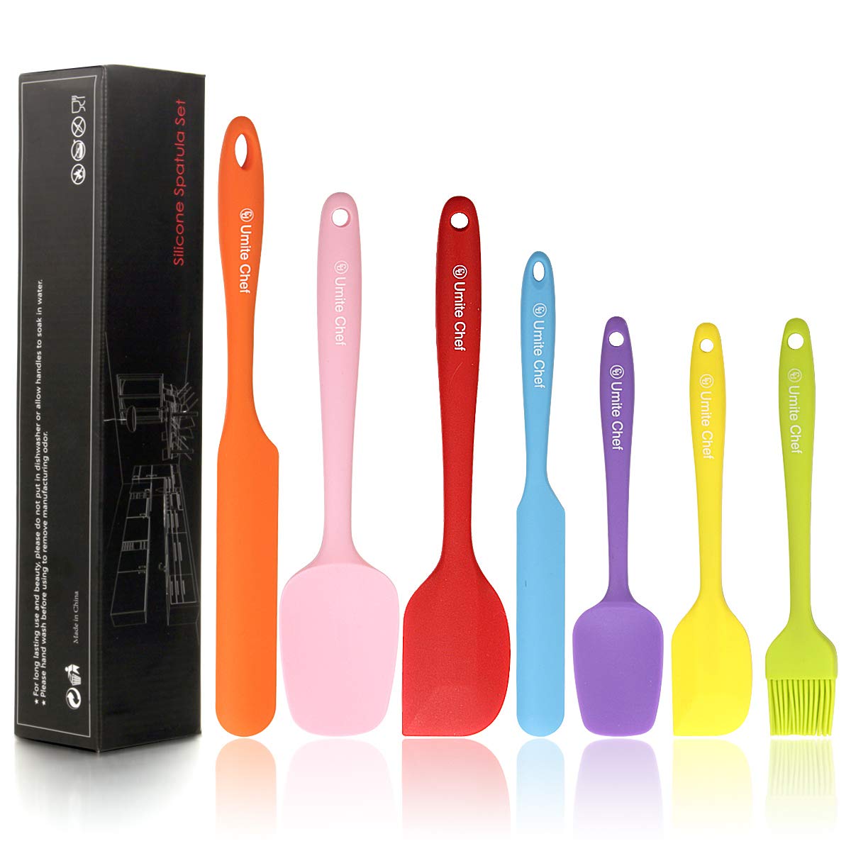 Silicone Spatula Set 7 Spatulas Silicone Heat Resistant Mini Rubber Spatula Set by Umite Chef