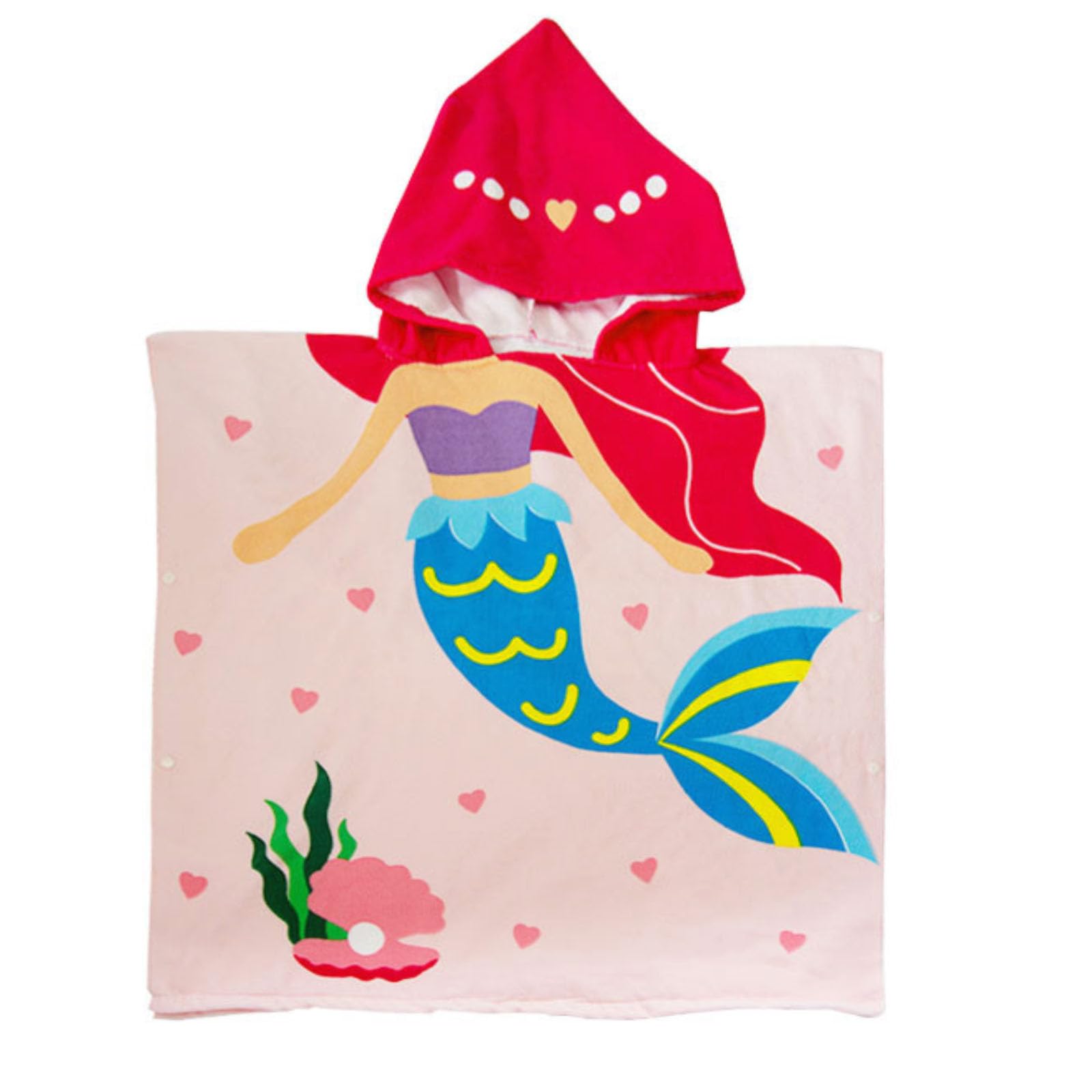 COSORO Pink Mermaid Hooded Poncho Towel for Kids,60x90cm Kids Beach Towel Poncho Swimming Towels,Beach Robe Childrens Bath Towel Poncho for Swimming Pool,Childs Towel Bathrobe for Girls Boys Age 2-6