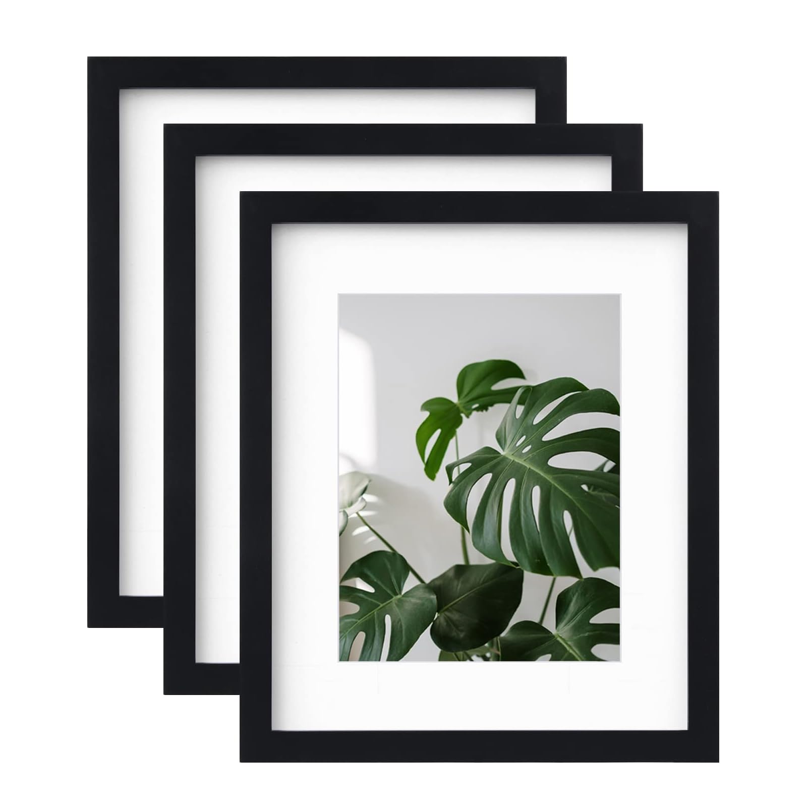 EGOFINE 12x10 Photo Frames Set of 3, Wood Picture Frames with Acrylic Glass, 10x12 Poster Frame with Mount, Frame for 10x12 Print and 6x8 Picture Photo, Tabletop and Wall Mounting Display, Black — image 1