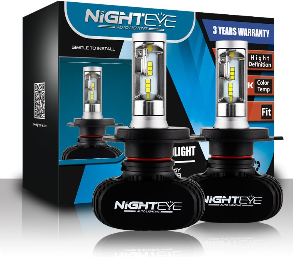 NIGHTEYE Automotive LED Headlight Bulbs - H4 50w 8000LM/Set 6500K Cool ...