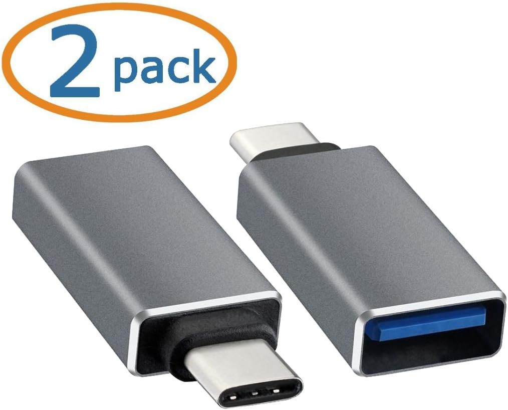 Type C Adapter Grey, Every4Less [2 PACK] Type C USB 3.1 to USB 3.0 Female Adapter Converter for 12 Inch Apple New Macbook, Chromebook Pixel, Nokia N1, Nexus 5X / 6P, and More …