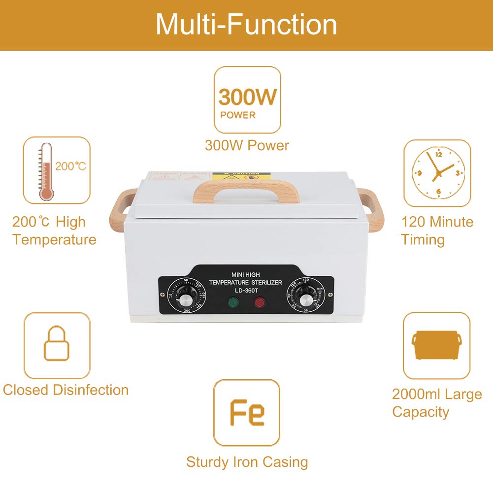 200℃ High Temperature Disinfection Box Cabinet, Dry Heat Disinfection Machine, For Manicure Makeup Tattoo Tools For Salon Spa Barber Shops(US Plug): Beauty