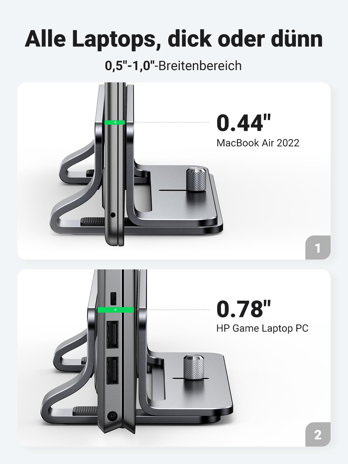 UGREEN Laptop Ständer Vertikaler Aluminium Vertikal Stand Laptopständer Platzsparender Laptop Halter mit thermischer Basis für Laptops,MacBook Air,Pro,Samsung, iPad,Tablets 6
