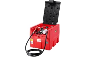 VEVOR Portable Diesel & Gasoline Tank, 48 Gallon, 10.6GPM Flow Rate, Diesel Fuel Tank with 12V Electric Transfer Pump, 13.1ft Hose, Auto Fueling Nozzle, Transfer Tank for Easy Fuel Transportation, Red