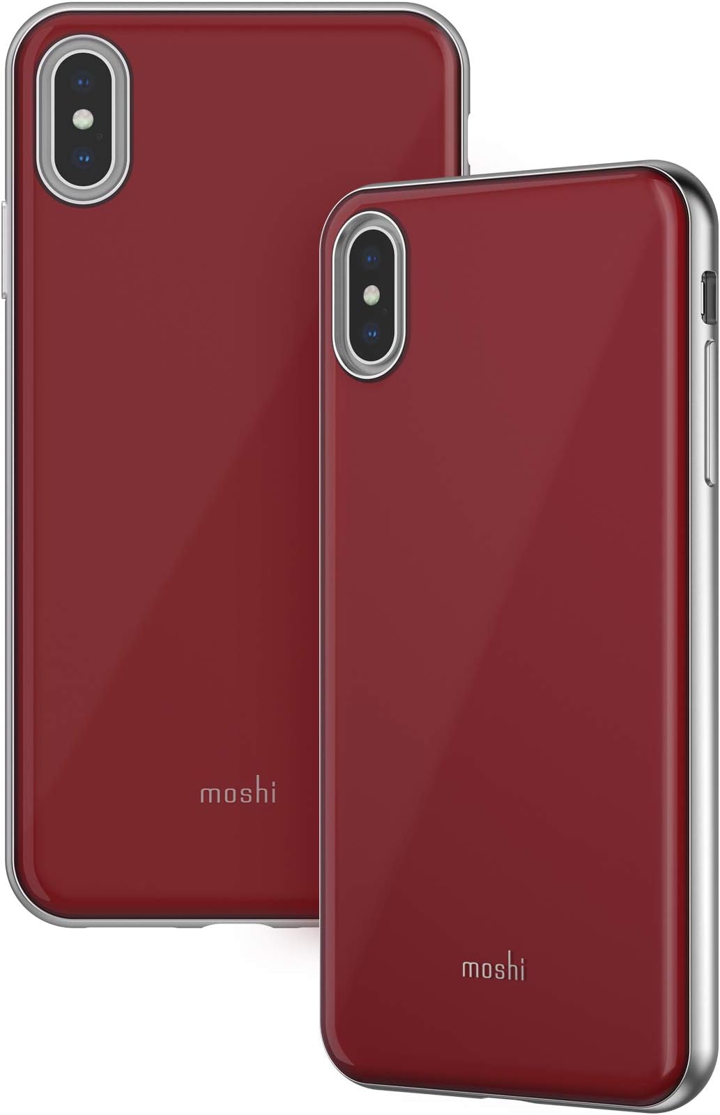 Moshi iGlaze for iPhone Xs Max Case 6.5-inch, Metallic Frame Design, Military Drop Protection, Sleek Phone Cover for iPhone Xs Max, Merlot Red