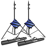 Neewer Light Stands 10 Feet/3 Meters, Pro Heavy Duty Spring Cushioned, All Metal Locking Collars, Set of 2 (Black Finish) wit