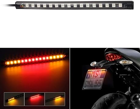 32LED 8/'/' Flexible Motorcycle Light Strip Stop Integrated Brake Tail Turn Signal