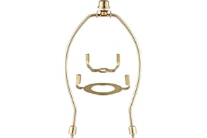 Qcworldwide 8 Inch Gold Lamp Harp, Fits E26 Light Base, Includes UNO Fitter Adapter, Finial and Harp Base Set, Adapted All St