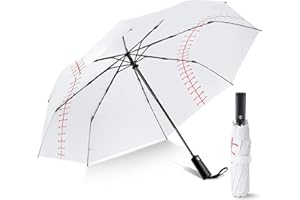 LEAGERA Baseball Umbrella Oversized 46/54inch - Large White Baseball Umbrella, Portable&Collapsible Compact Travel Sports Umbrella - Perfect Baseball Umbrella Gifts for Boys/MOM, Auto Open