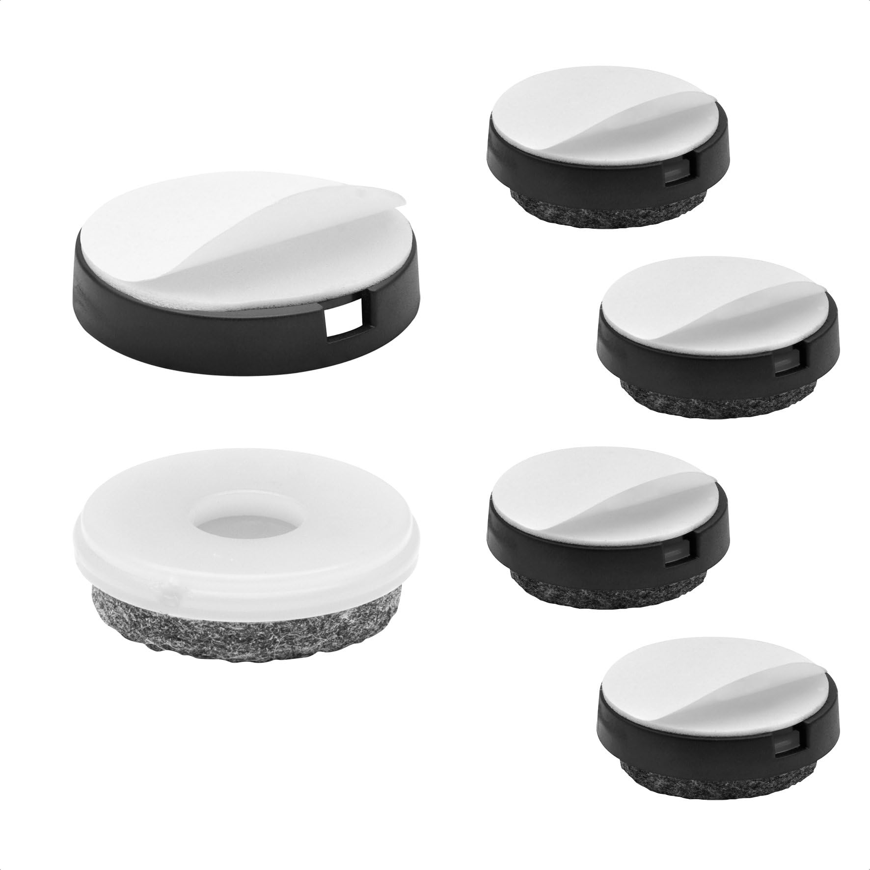 WAGNER QuickClick® Felt glides furniture glides chair glides I 4pcs. set for gluing I 4x base+adhesive pad+interchangeable glide insert - wool felt ULTRASOFT - Ø 30 mm - Made in Germany - 15830400