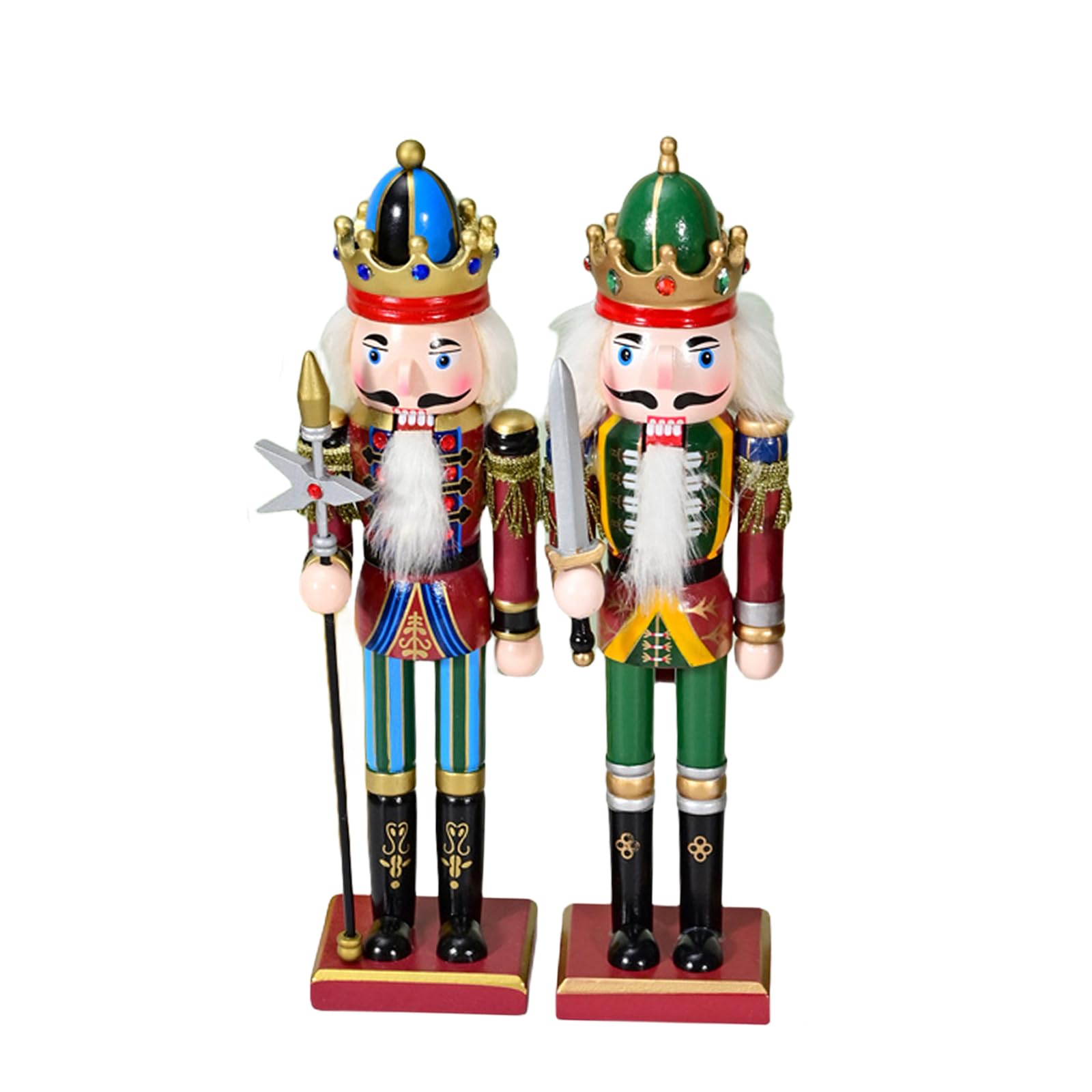 COSORO 30cm Wooden Nutcracker Soldier Christmas Decorations,2pcs Large Christmas Nutcracker Figures Ornaments,Nutcracker Gifts Nutcracker Soldiers Puppet Doll for Tradition Xmas Present Indoor Decor