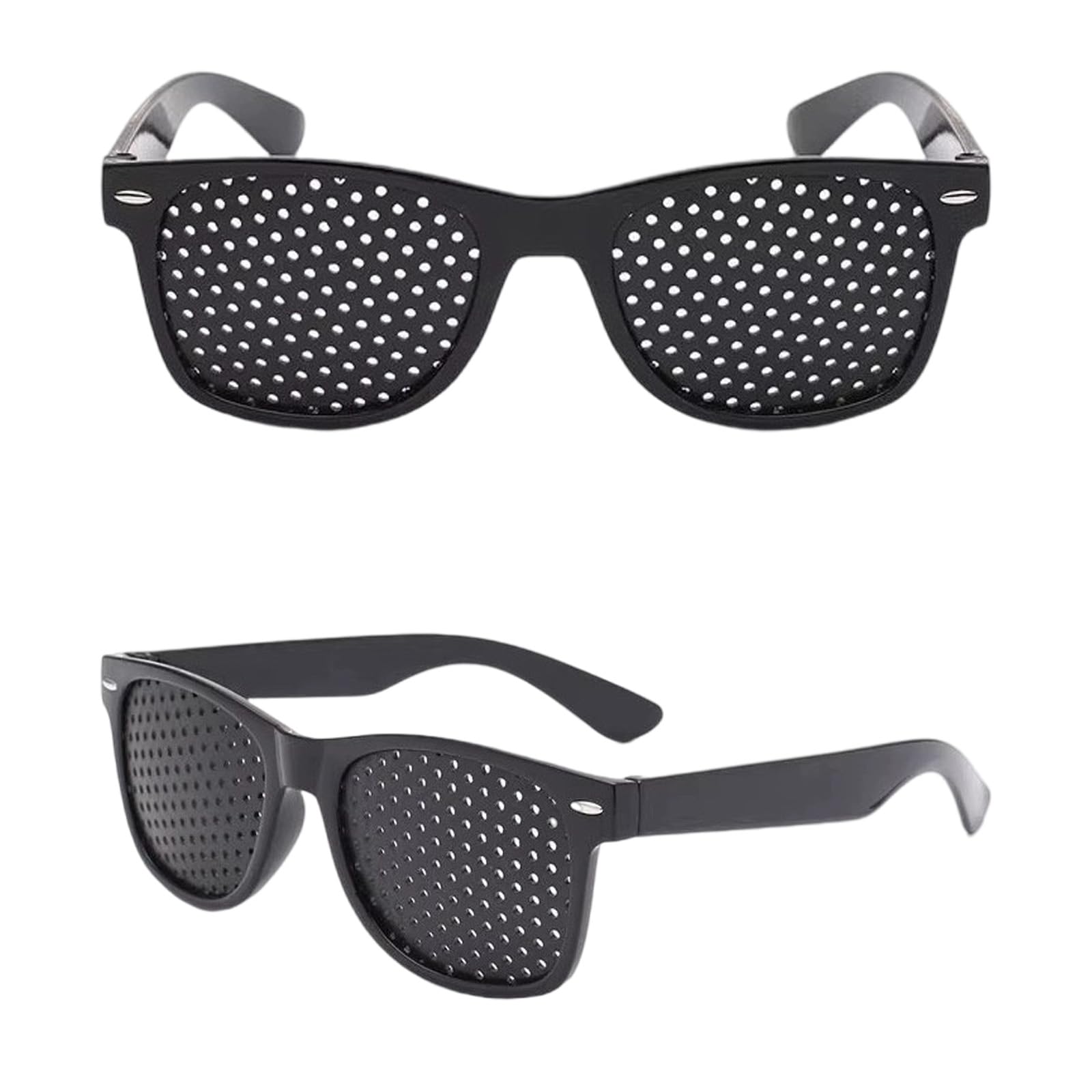 Bettinay 2PCS Black Pinhole Glasses, Hole Glasses Unisex for Eye Training, Eyesight Strengthen for Children Adult Use