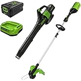 Greenworks 60V Cordless Yard Tool Combo Kit with 4.0Ah Battery & Charger – 13" Dual-Line String Trimmer and 540 CFM Leaf Blower