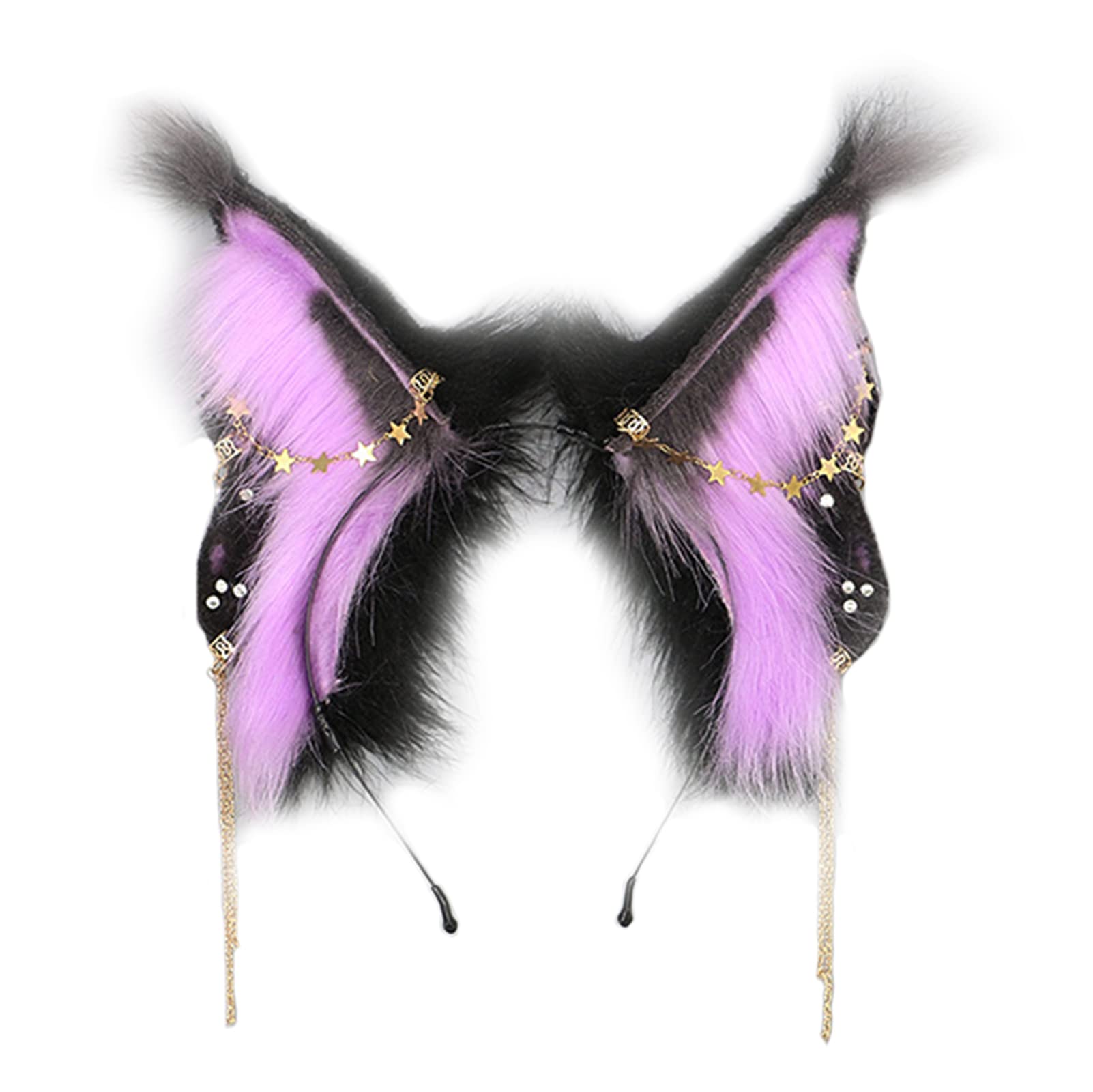 Fxaelian Cosplay Animal Purple Butterfly Fairy Fox Wolf Cat Dog Ears Headband Hairband Halloween Costume Party Headpiece Headwear Hair Accessories