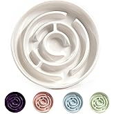 Ceramic Slow Feeder Dog Bowls with Anti-Slip, Slow Feeder & Non-Slip Design, Boredom and Anxiety Reducer, Suitable for All Breed Dogs and Cat (Ceramic-White)
