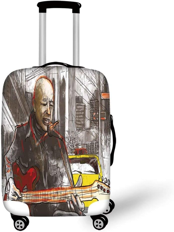 Travel Luggage Cover Suitcase Protector,Modern,Street Musician Man