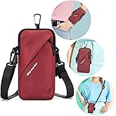 Prime Comfort Cell Phone Holder, Small Crossbody Shoulder Holsters Bag with Arm Band, Fits iPhone and Android, Use for Running, Walking, Hiking & Biking (6.7 Inches, Red)