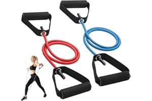 2PCS Exercise Bands with Handles, Adjustable Resistance Bands for Home Workouts, TPE Pull Up Rope for Strength Training, 20LB
