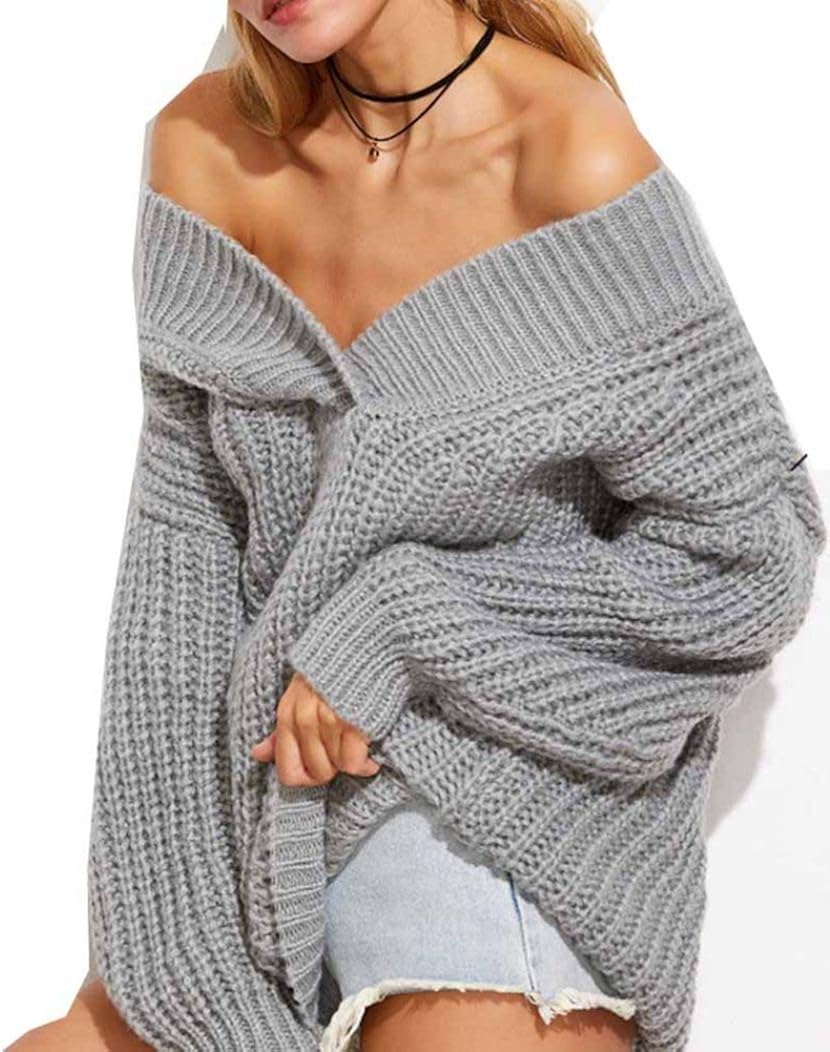 Gphui LongSleeved VNeck Thick Knitted Sweater Coat Women Autumn