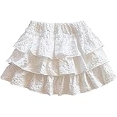 SOLY HUX Girl's Ruffle Mini Skirt Elastic Waist Layered A Line Textured Summer Skirts