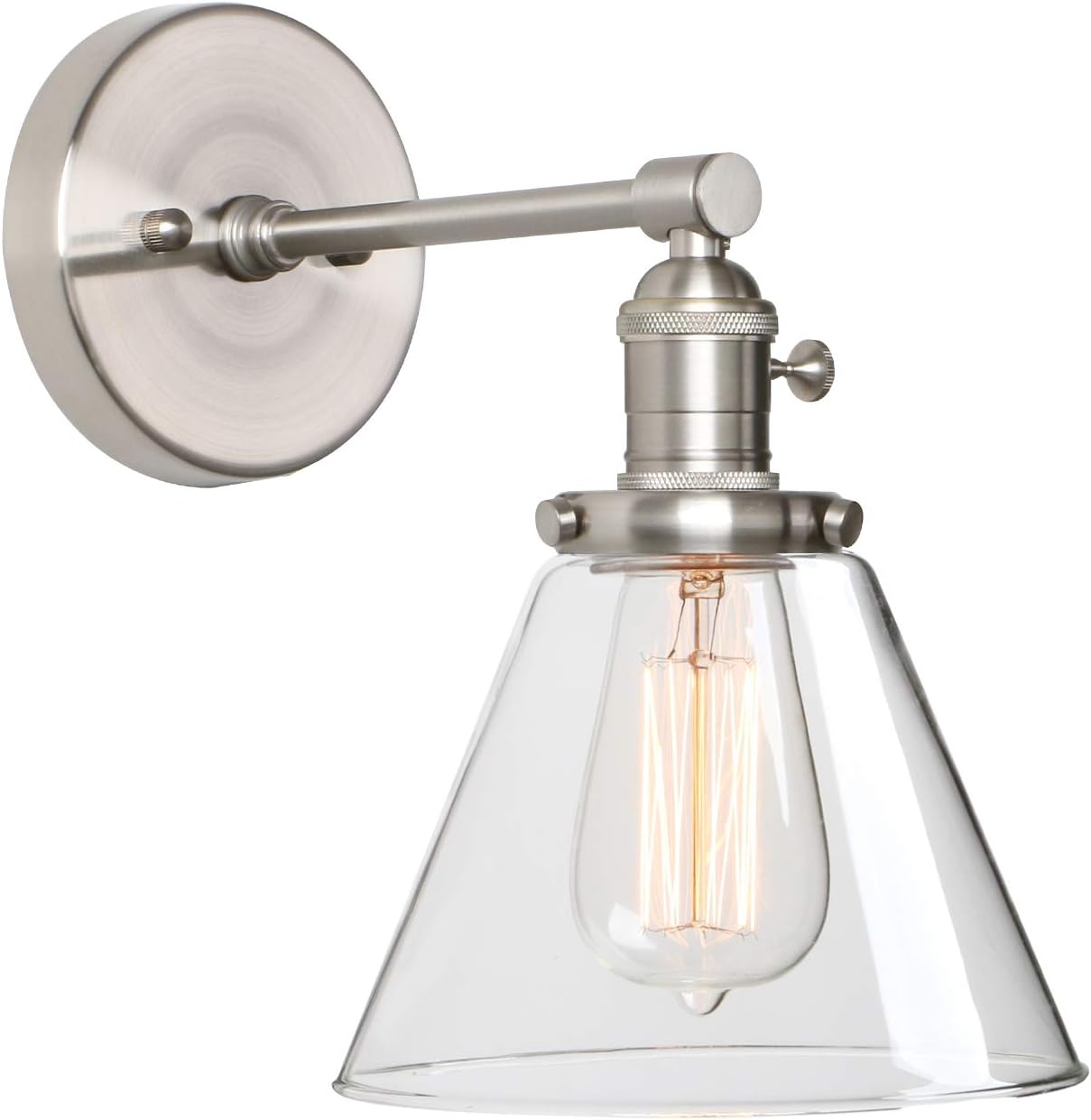 Phansthy Edison Industrial Wall Sconce 7.3 inch Vintage Brass Glass Wall Light Fixture Decorative Lighting for Kitchen Living Room