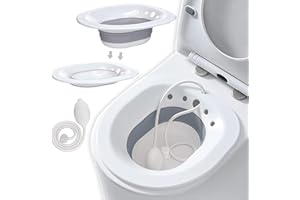 Sitz Bath for Hemorrhoids, Collapsible Sitz Bath with Flusher for Toilet Seat Perineal Soaking Bath Over the Toilet Seat for 