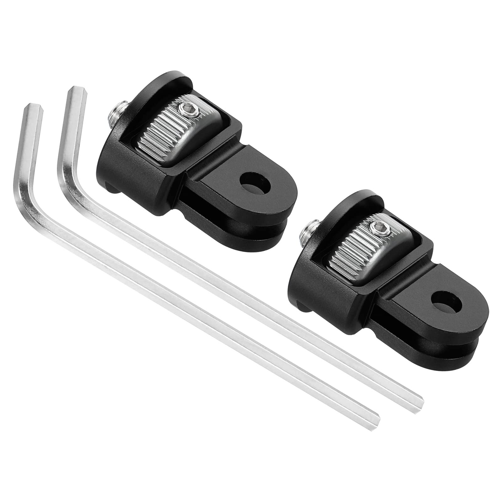 PATIKIL Aluminum Tripod Mount Adapter, 2 Pack 360° Adjustment 1/4" Screw Conversion Adapters for Action Camera Tripod Screw Mount, Black Titanium